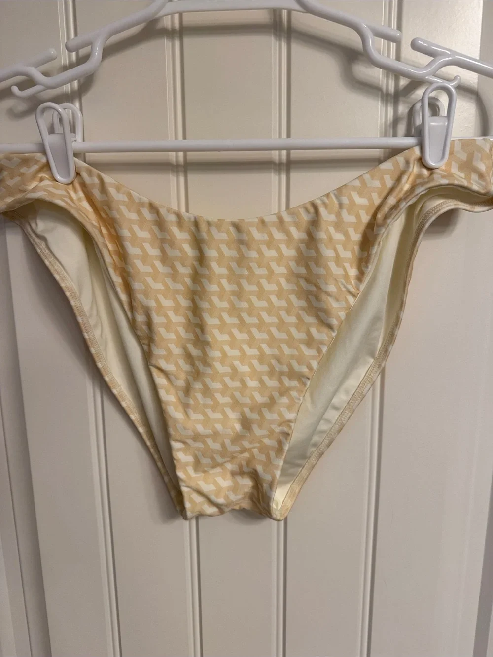 Monday Swimwear Yellow Cream geo print Bikini Bottom
